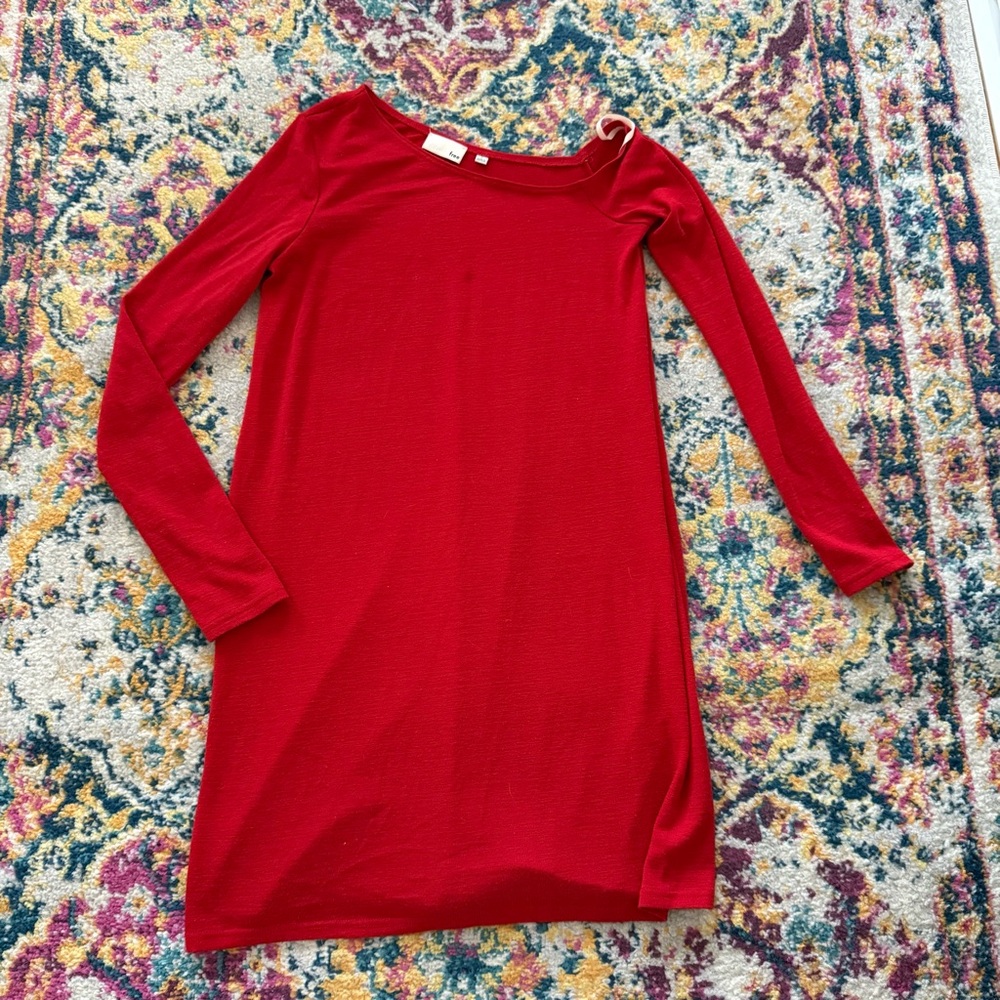 Aritzia Wilfred Free Red One Shoulder Knit Mini Dress - Picture 2 of 3